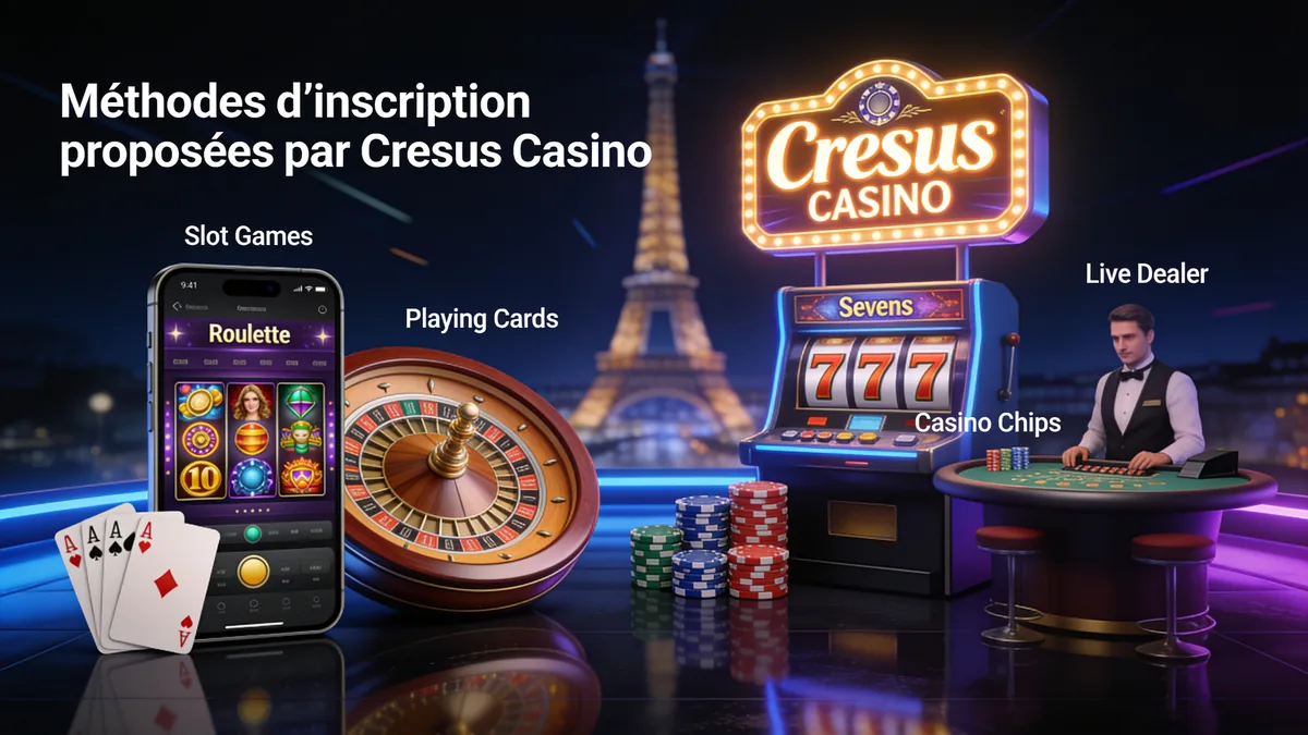 cresus casino en France — Méthodes d'inscription proposées par Cresus Casino